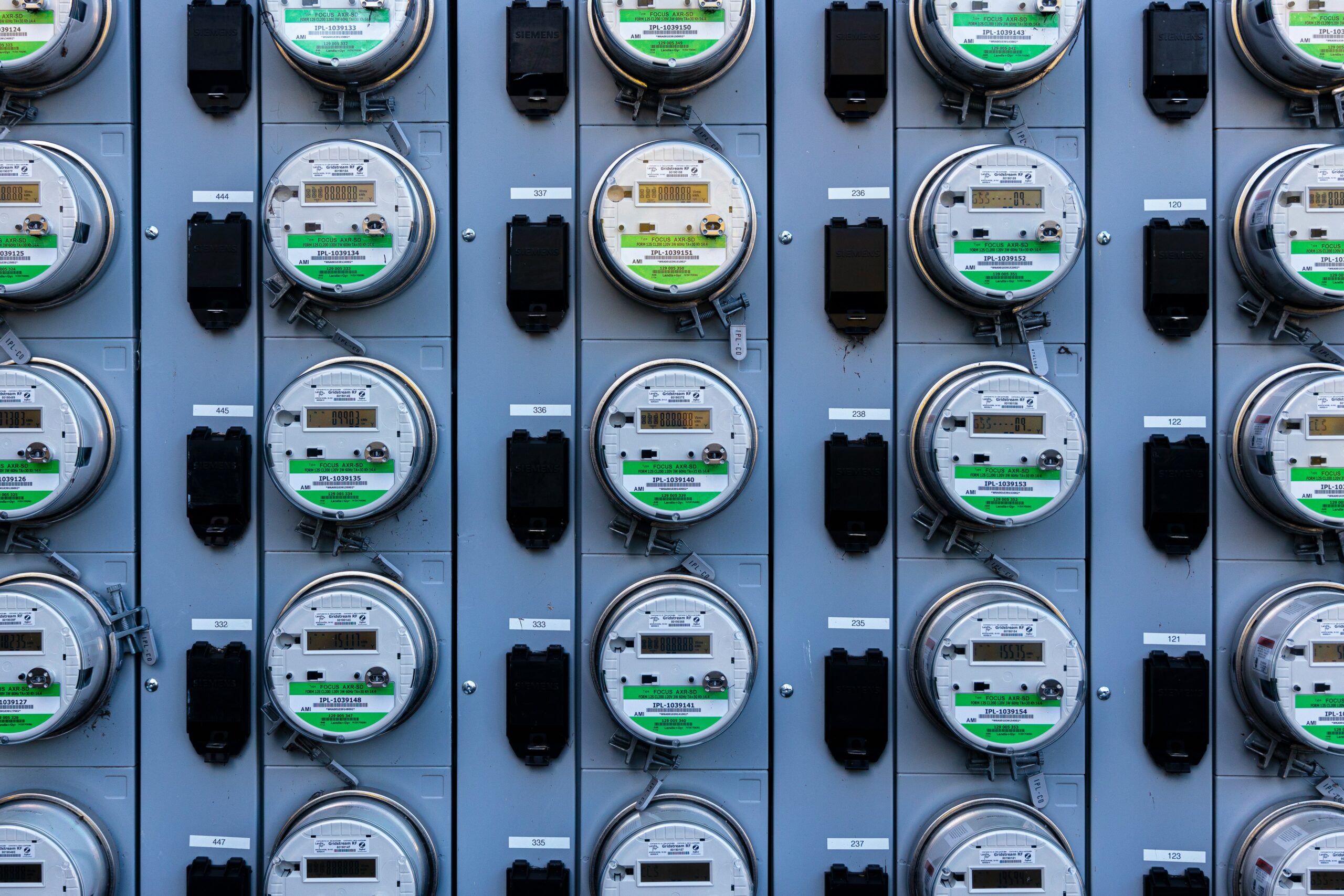 close up of energy meters