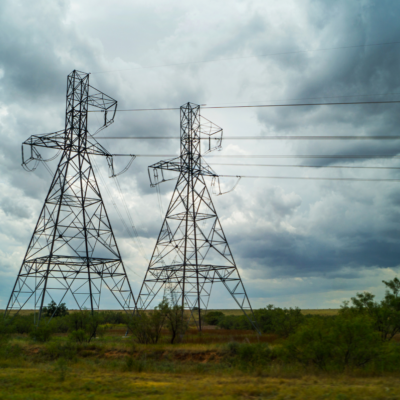 power lines across stormy sky
